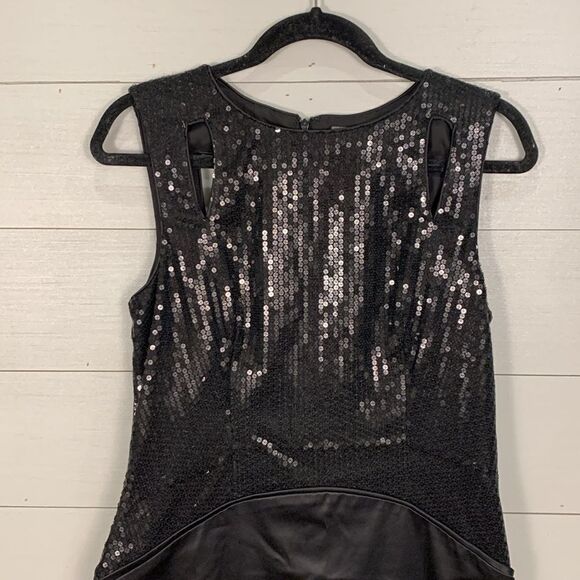 Vince Camuto little black holiday dress sequins black satin skirt size 10 - Picture 2 of 10